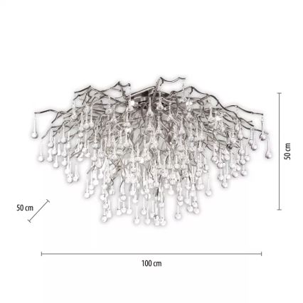 Paul Neuhaus 8092-55 - Lámpara de techo de superficie ICICLE 14×G9/40W/230V, diámetro 100 cm, cromo brillante