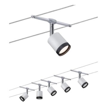 Paulmann 3981 - Set con 5 LEDs de 4 W, sistema completo de suspensión por cable TUBE 230V, cromo mate/negro
