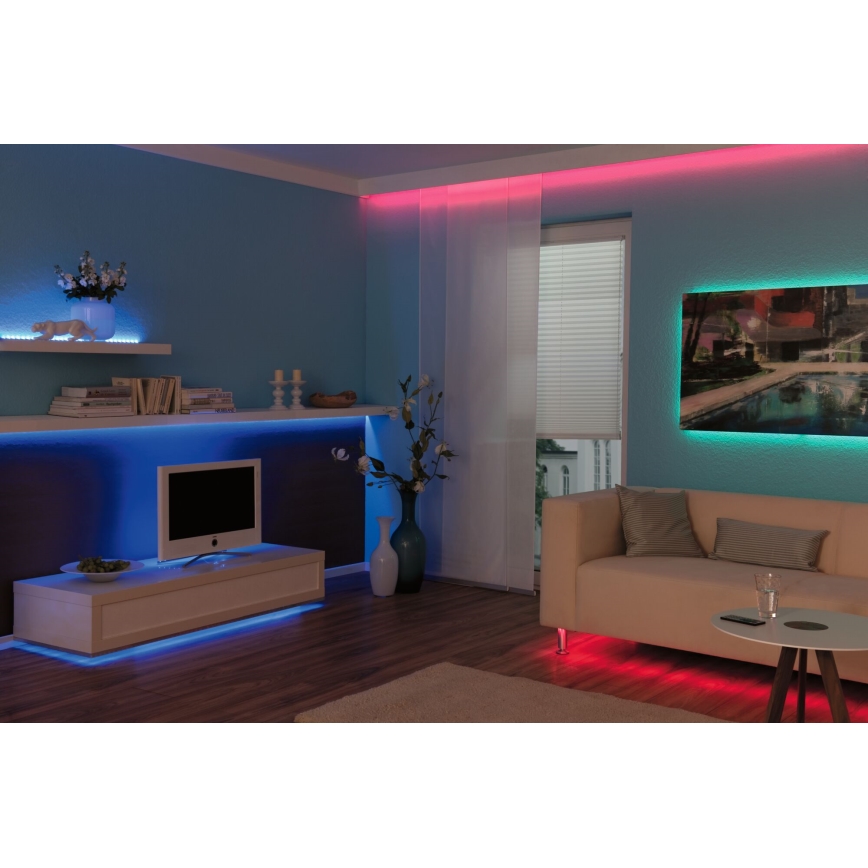 Paulmann 3988 - Tira LED RGBW regulable de 13 W TIP, 5 m, 230 V + mando a distancia