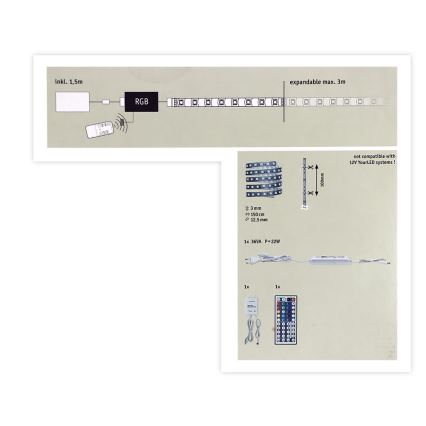 Paulmann 70587 - Tira LED RGB/20W regulable MAXLED 1,5m 230V + mando a distancia