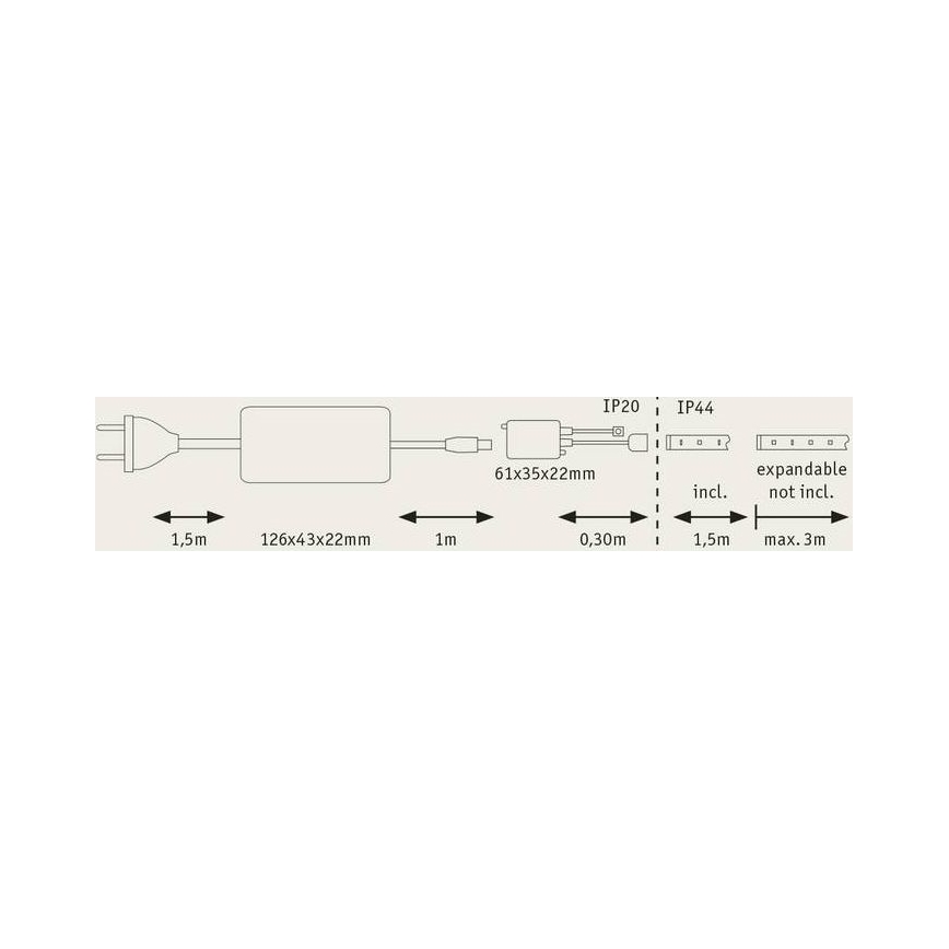 Paulmann 70623 - LED/10W IP44 Tira de baño regulable MAXLED 1,5 m 2700-6500K 230V + control remoto