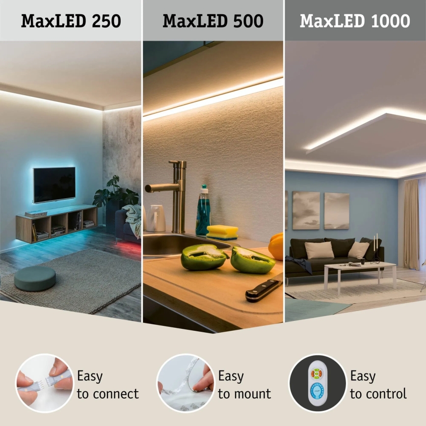 Paulmann 70627 - Tira LED RGB de 18 W, IP44, regulable para baño MAXLED 1,5 m 230 V + mando a distancia
