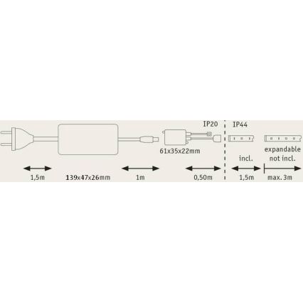 Paulmann 70627 - Tira LED RGB de 18 W, IP44, regulable para baño MAXLED 1,5 m 230 V + mando a distancia