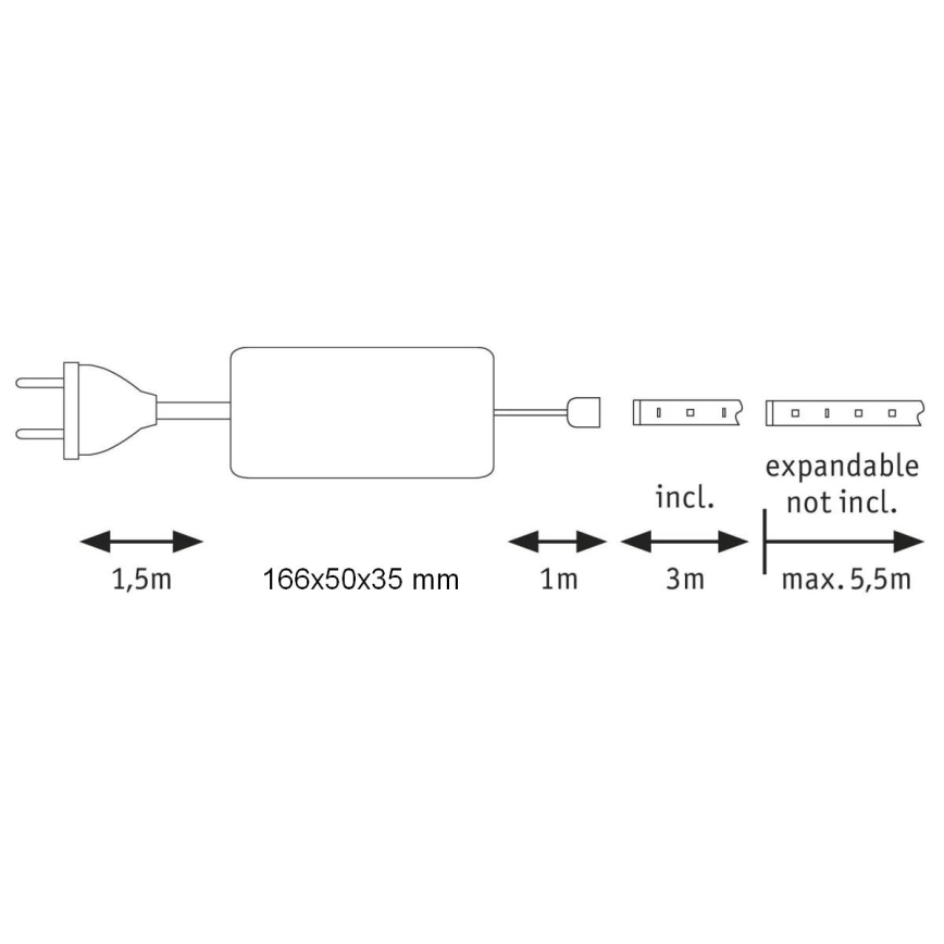 Paulmann 70669 - LED/35W IP44 Tira de baño regulable MAXLED 3 m 6500K 230V