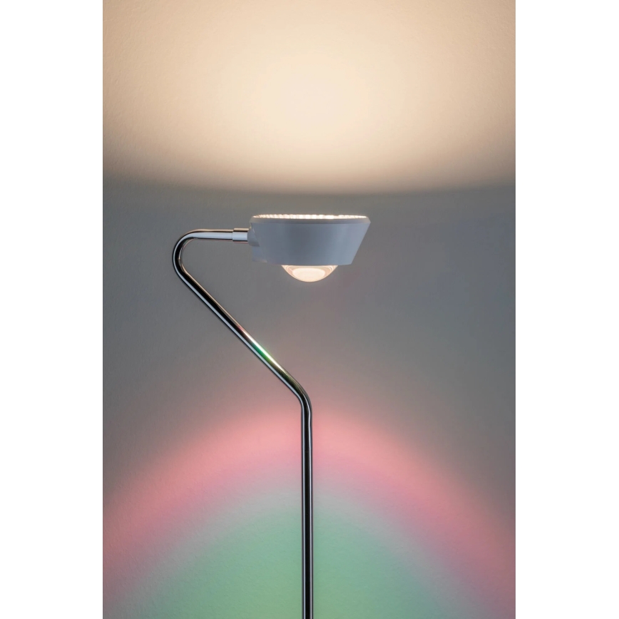 Paulmann 70920 - Lámpara de pie LED regulable RAMOS 230V blanca/cromo brillante