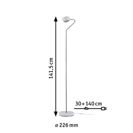 Paulmann 70920 - Lámpara de pie LED regulable RAMOS 230V blanca/cromo brillante