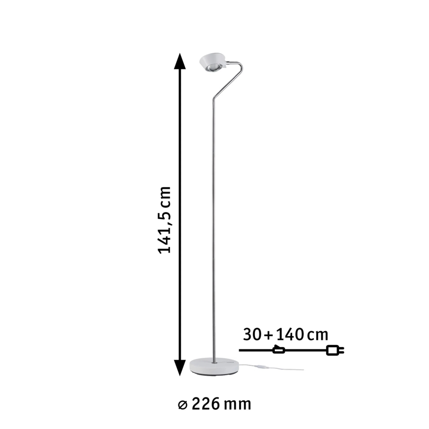 Paulmann 70920 - Lámpara de pie LED regulable RAMOS 230V blanca/cromo brillante
