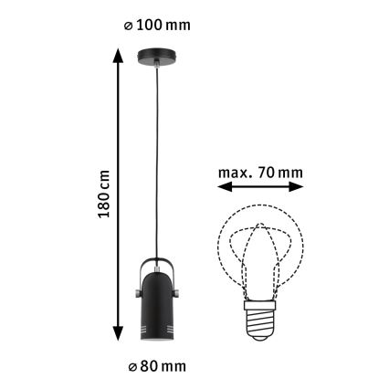 Paulmann 79766 - Lámpara colgante LED RGBW 1xE27/15W LAVEA 230V negra
