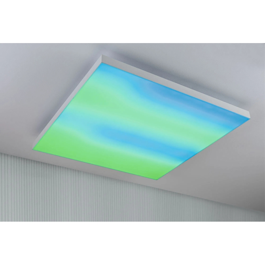 Paulmann 79910 - LED/31W RGBW Luminaria de techo regulable LORIA 230V 3000-6500K 59,5x59,5 cm blanca + mando a distancia