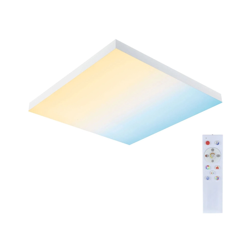 Paulmann 79910 - LED/31W RGBW Luminaria de techo regulable LORIA 230V 3000-6500K 59,5x59,5 cm blanca + mando a distancia