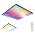 Paulmann 79913 - Lámpara de techo regulable LED/31W RGBW LORIA 230V 3000-6500K 59,5x59,5 cm negra + control remoto