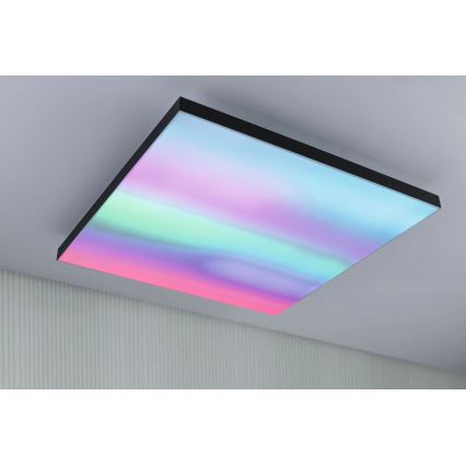 Paulmann 79913 - Lámpara de techo regulable LED/31W RGBW LORIA 230V 3000-6500K 59,5x59,5 cm negra + control remoto