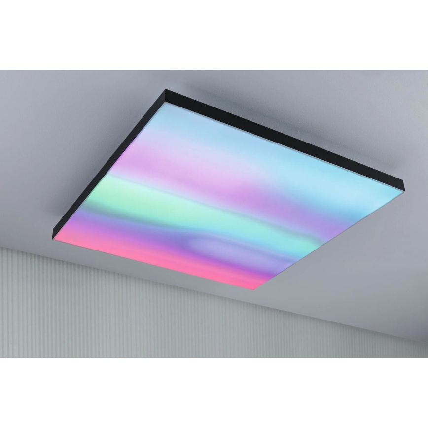 Paulmann 79913 - Lámpara de techo regulable LED/31W RGBW LORIA 230V 3000-6500K 59,5x59,5 cm negra + control remoto