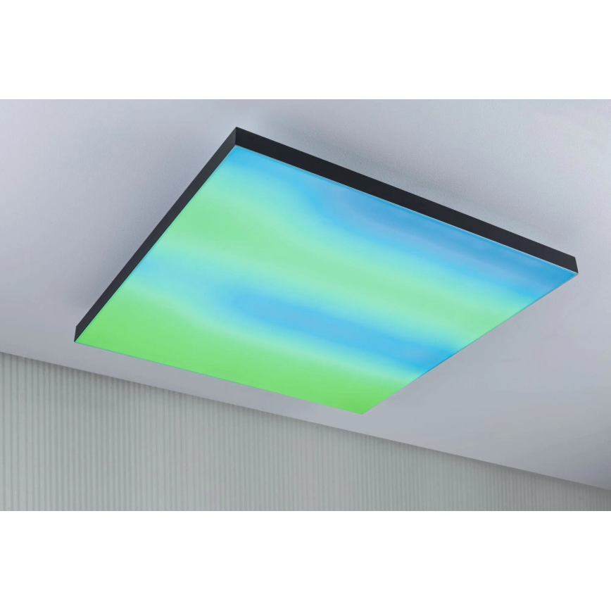 Paulmann 79913 - Lámpara de techo regulable LED/31W RGBW LORIA 230V 3000-6500K 59,5x59,5 cm negra + control remoto
