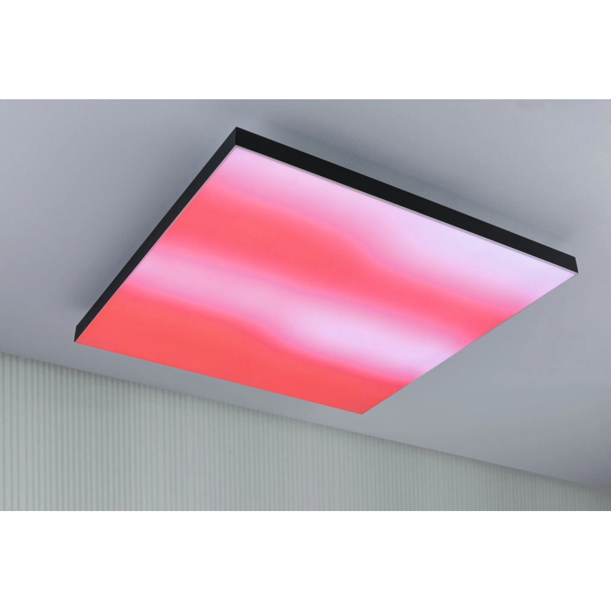 Paulmann 79913 - Lámpara de techo regulable LED/31W RGBW LORIA 230V 3000-6500K 59,5x59,5 cm negra + control remoto