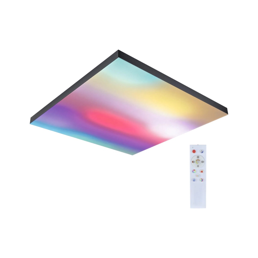 Paulmann 79913 - Lámpara de techo regulable LED/31W RGBW LORIA 230V 3000-6500K 59,5x59,5 cm negra + control remoto