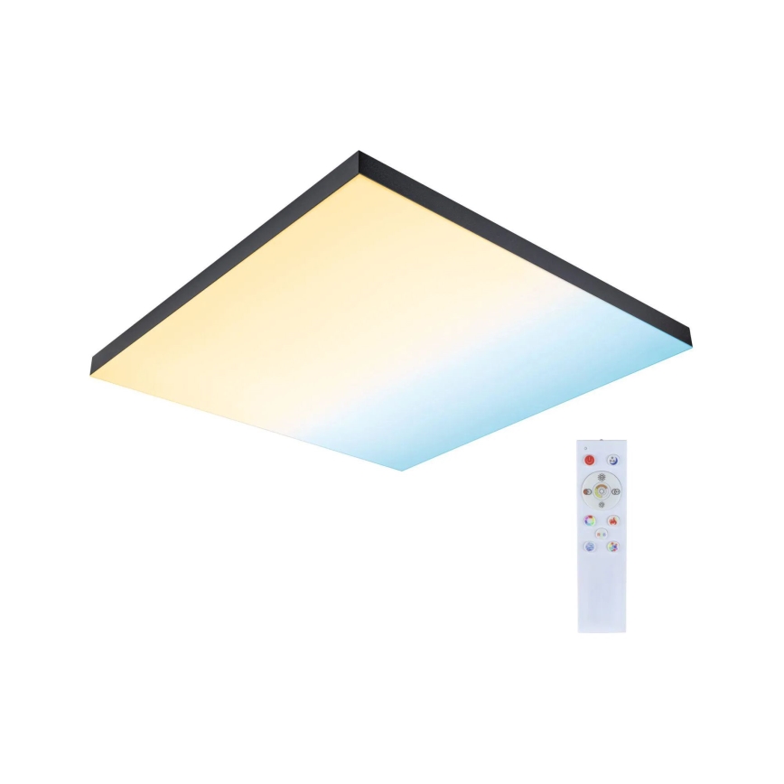 Paulmann 79913 - Lámpara de techo regulable LED/31W RGBW LORIA 230V 3000-6500K 59,5x59,5 cm negra + control remoto