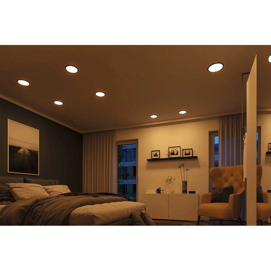 Paulmann 93102 - LED/16W IP44 Luminaria empotrada para baño AREO 230V 2000/3000/4000K diámetro 23 cm negra