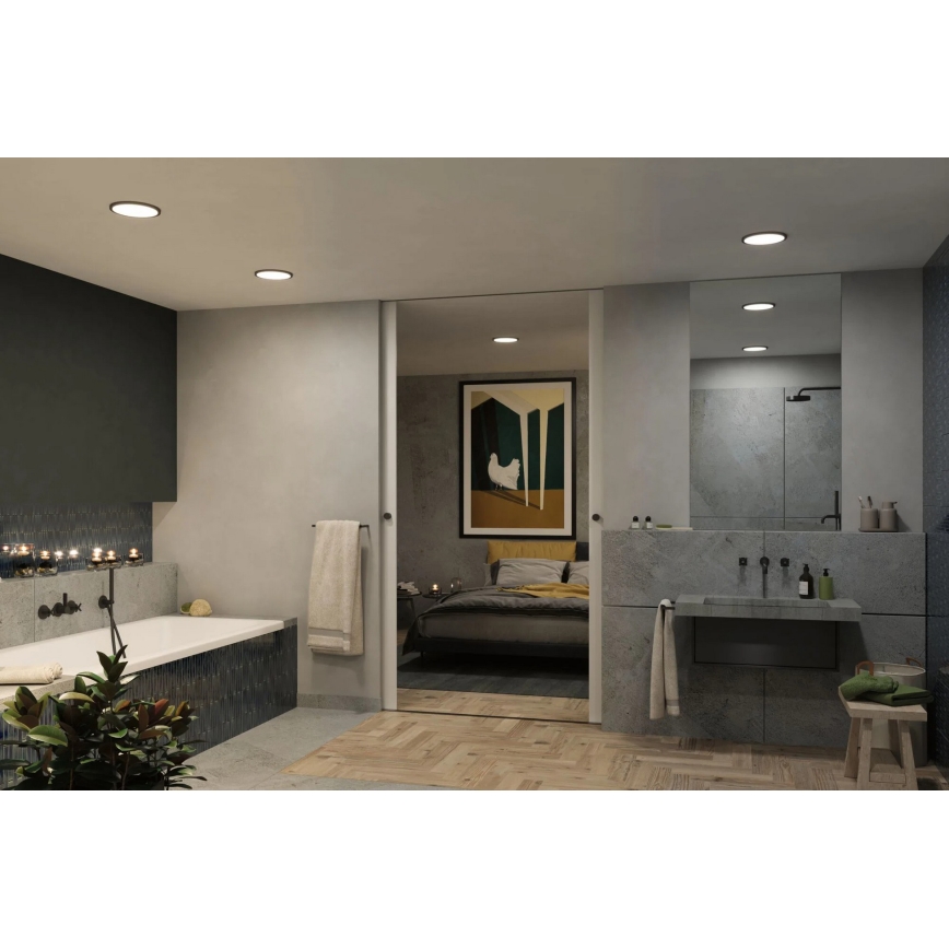 Paulmann 93102 - LED/16W IP44 Luminaria empotrada para baño AREO 230V 2000/3000/4000K diámetro 23 cm negra