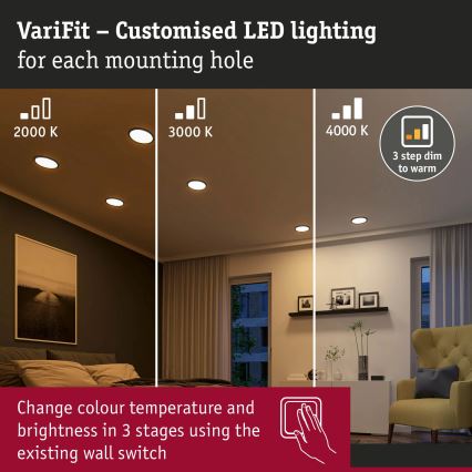 Paulmann 93102 - LED/16W IP44 Luminaria empotrada para baño AREO 230V 2000/3000/4000K diámetro 23 cm negra