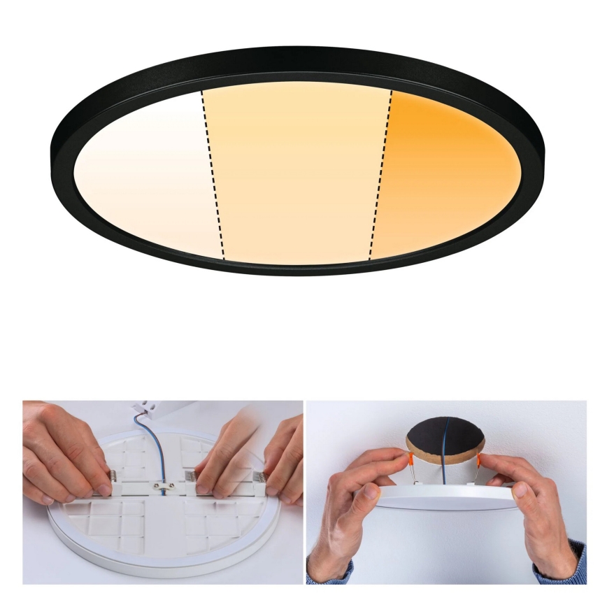Paulmann 93102 - LED/16W IP44 Luminaria empotrada para baño AREO 230V 2000/3000/4000K diámetro 23 cm negra
