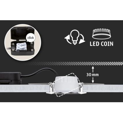 Paulmann 93383 - JUEGO 3xLED/6W IP44 Lámpara empotrable regulable para el baño GIL 230V