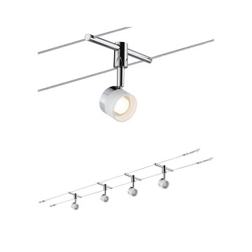 Paulmann 94080 - Juego de 4 LED de 4,8 W: sistema completo de iluminación por cable STAGE 230 V, acabado cromado brillante