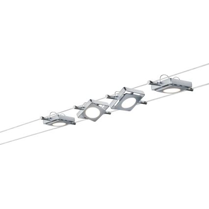 Paulmann 94107 - Set de 4 x LED de 4,3 W, sistema completo de cableado MAC 230V, cromo mate