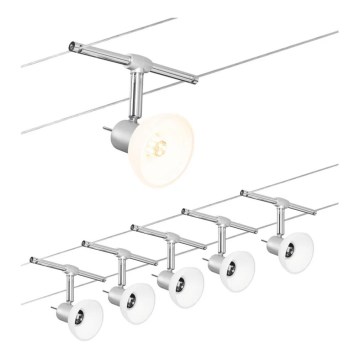Paulmann 94136 - Juego de 5x GU5,3/10W, sistema de suspensión con cable completo SHEELA 230V, cromo brillante