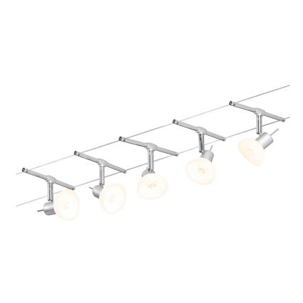 Paulmann 94136 - Juego de 5x GU5,3/10W, sistema de suspensión con cable completo SHEELA 230V, cromo brillante