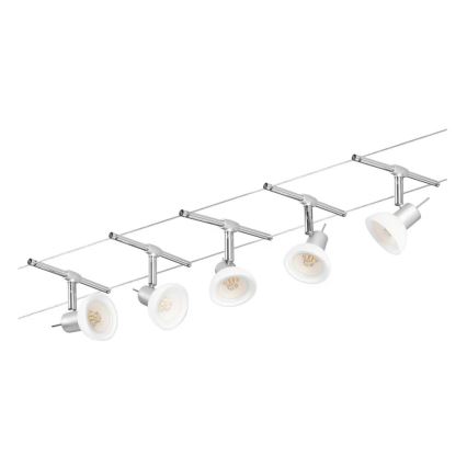 Paulmann 94136 - Juego de 5x GU5,3/10W, sistema de suspensión con cable completo SHEELA 230V, cromo brillante