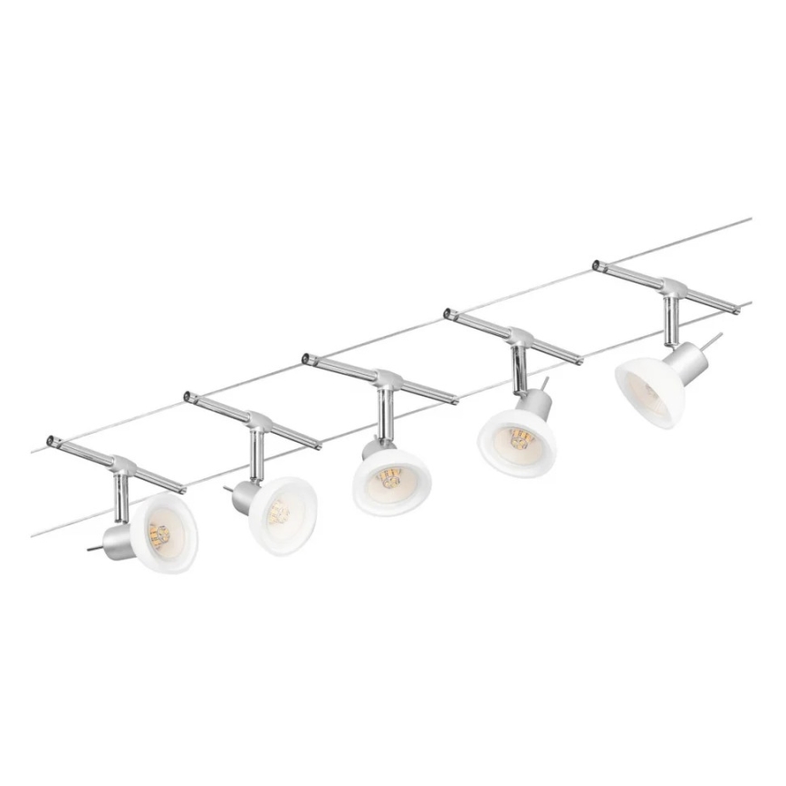 Paulmann 94136 - Juego de 5x GU5,3/10W, sistema de suspensión con cable completo SHEELA 230V, cromo brillante