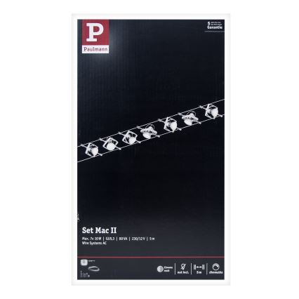 Paulmann 94152 - Juego completo de sistema de cable MAC 230V 7xGU5,3/10W, cromo mate