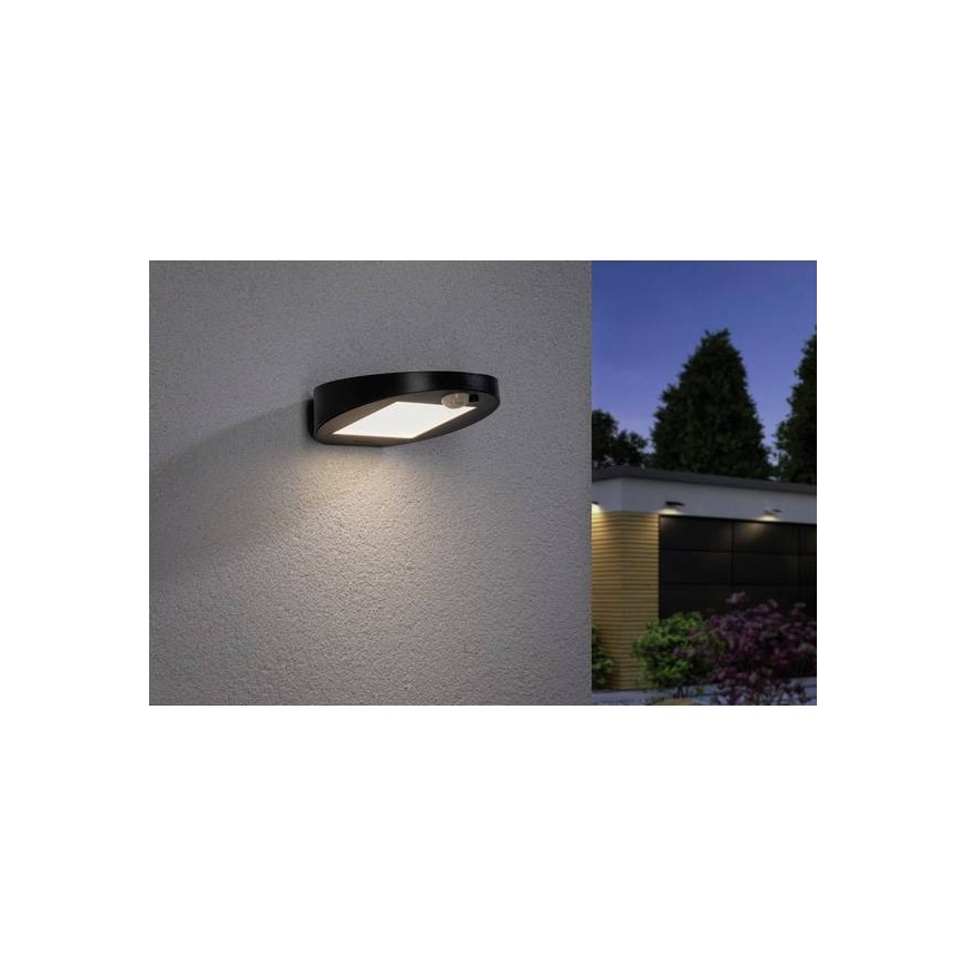 Paulmann 94246 - LED/1,2W IP44 Lámpara solar exterior con sensor RYSE 3,7V 1800 mAh