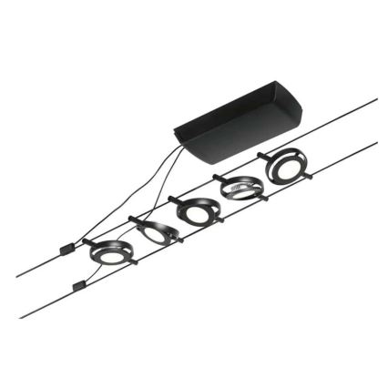 Paulmann 94418 - Juego de 5xLED/4,5W, sistema completo de suspensión por cable ROUNDMAC 230V, negro