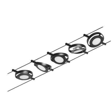 Paulmann 94418 - Juego de 5xLED/4,5W, sistema completo de suspensión por cable ROUNDMAC 230V, negro