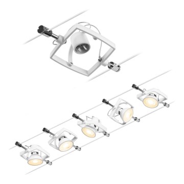Paulmann 94432 - Juego de 5xGU5,3/10W, sistema completo de cable MAC 230V, blanco