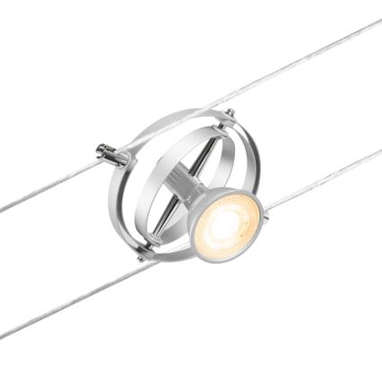 Paulmann 94436 - Juego de 5 x GU5.3/10W, sistema de suspensión por cable completo CARDAN 230V, cromo mate