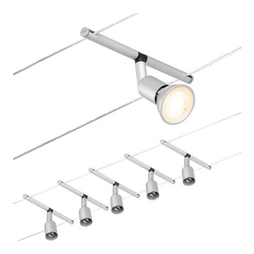 Paulmann 94442 - Kit completo SALT para sistema de suspensión por cable, 5x GU5,3/10W, 230V, cromo mate