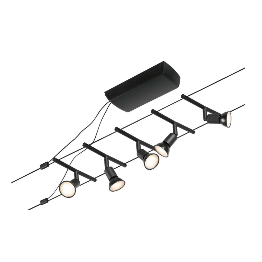 Paulmann 94446 - Set de 5x GU5,3/10W, sistema de suspensión por cable completo SALT 230V, negro