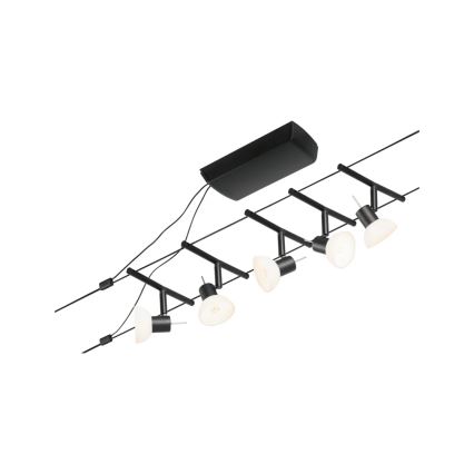 Paulmann 94450 - Juego de 5x GU5,3/10W, sistema de cable completo SHEELA 230V, negro