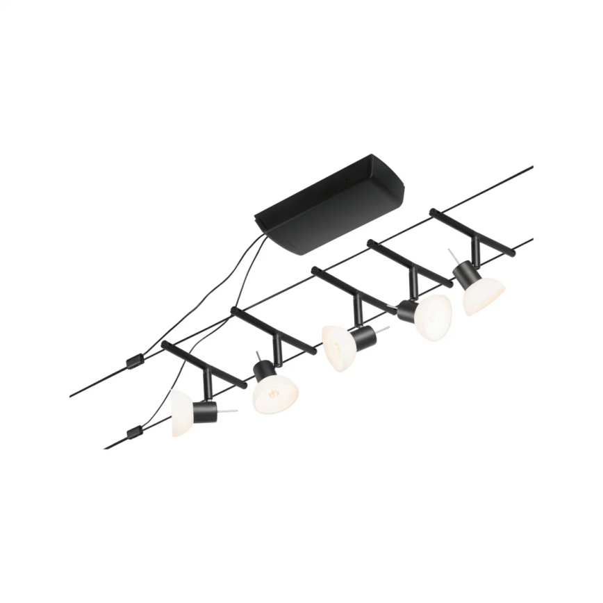 Paulmann 94450 - Juego de 5x GU5,3/10W, sistema de cable completo SHEELA 230V, negro