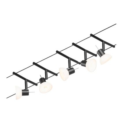 Paulmann 94450 - Juego de 5x GU5,3/10W, sistema de cable completo SHEELA 230V, negro