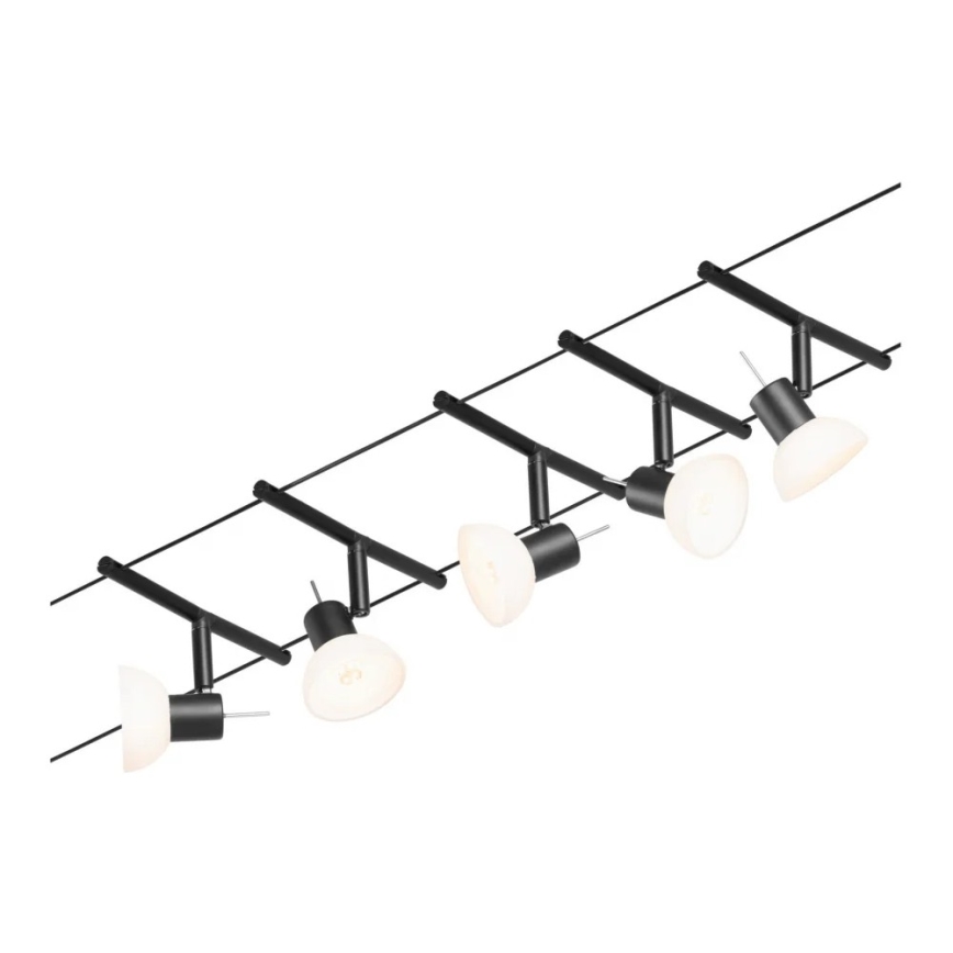 Paulmann 94450 - Juego de 5x GU5,3/10W, sistema de cable completo SHEELA 230V, negro