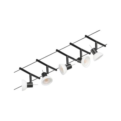 Paulmann 94450 - Juego de 5x GU5,3/10W, sistema de cable completo SHEELA 230V, negro