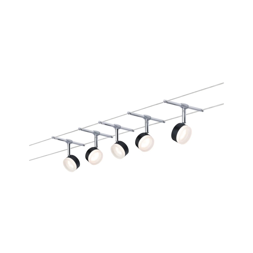 Paulmann 94457 - Juego de 5xLED/4W, sistema completo de cableado CLEAR 230V, negro/cromo brillante