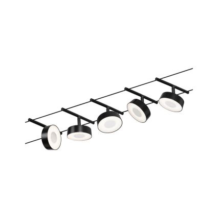 Paulmann 94479 - Juego de 5 LEDs de 5 W, sistema completo de cable CIRCLE 230 V, negro