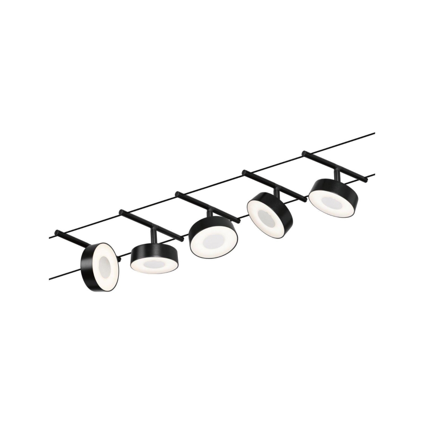 Paulmann 94479 - Juego de 5 LEDs de 5 W, sistema completo de cable CIRCLE 230 V, negro