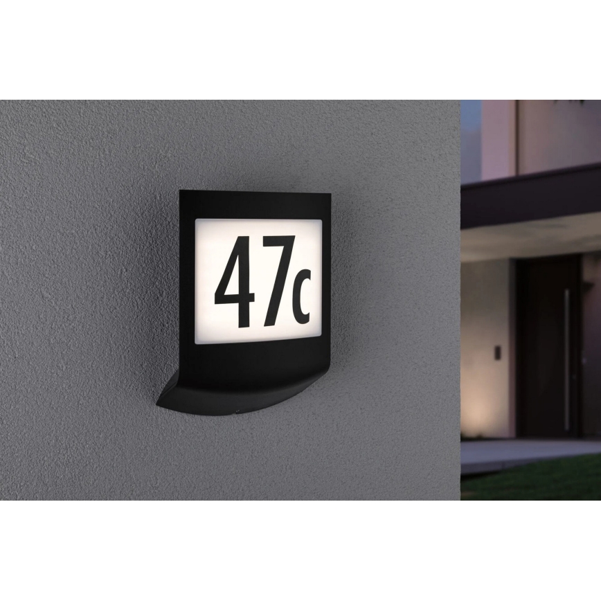 Paulmann 94513 - Luminaria regulable para número de casa RGBW LED/8,2W IP44 con sensor de movimiento y de crepúsculo PADEA 230V antracita