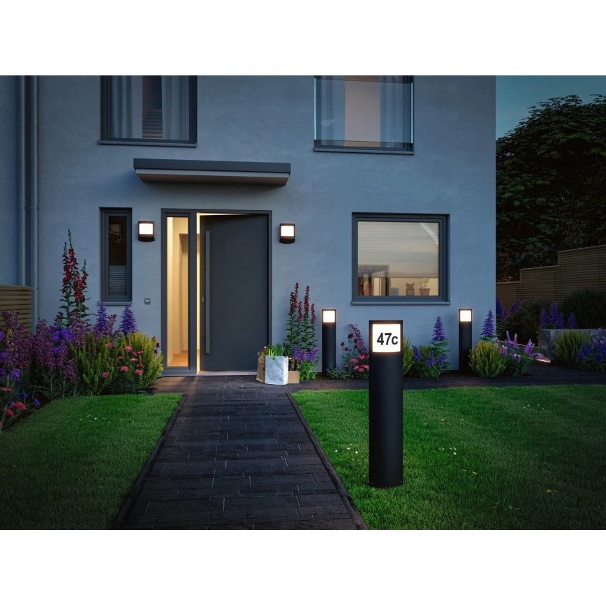 Paulmann 94514 - LED/8,5W IP44 Regulable para número de casa con sensor de movimiento y crepúsculo PADEA 230V antracita